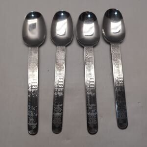 Set of 4 Cambridge Aztec Stainless Flatware Tablespoon Soup Spoon Silverware